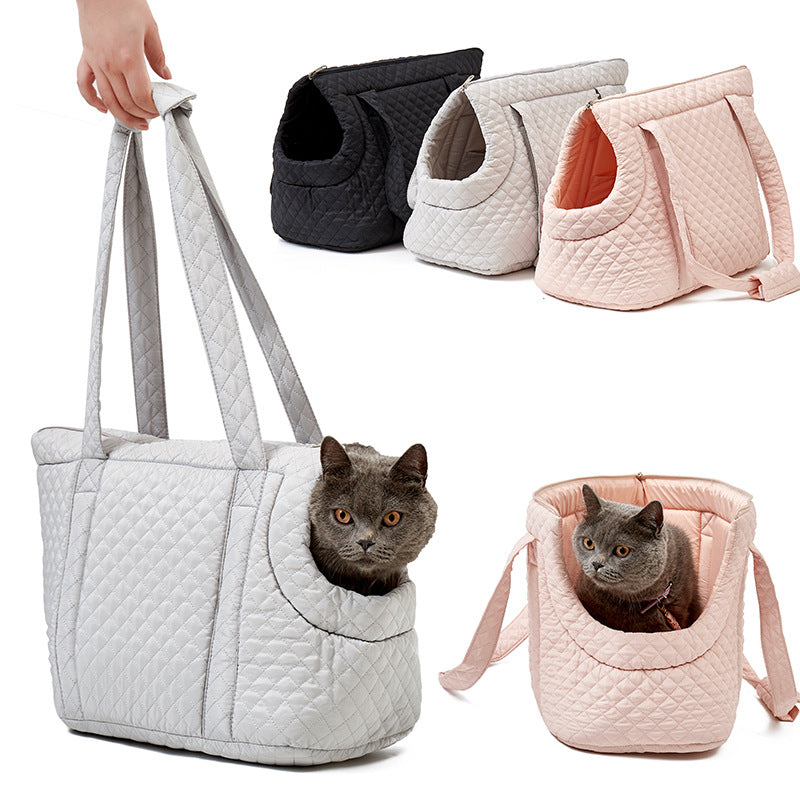 Cozy quilted pet carrier bag for cats & small dogs