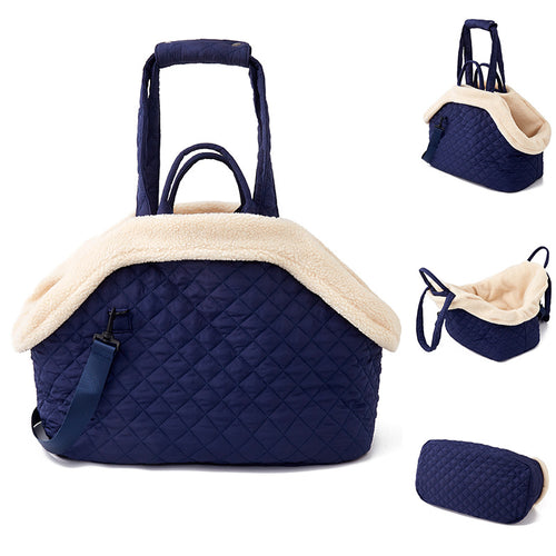 Cozy quilted pet carrier bag for cats & small dogs