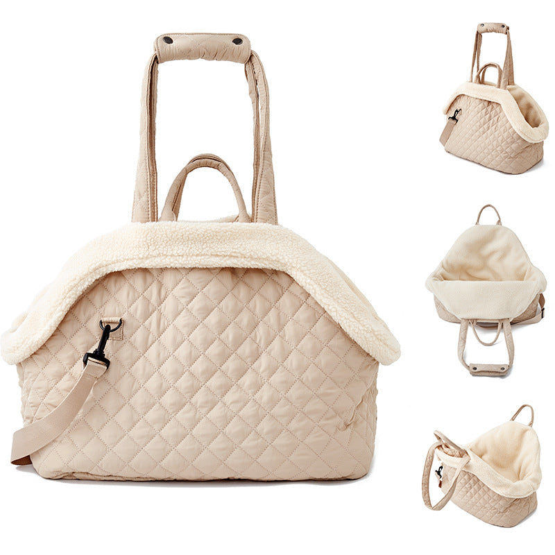 Cozy quilted pet carrier bag for cats & small dogs
