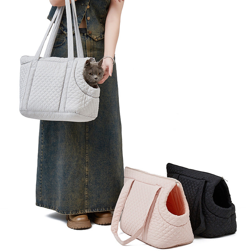 Cozy quilted pet carrier bag for cats & small dogs