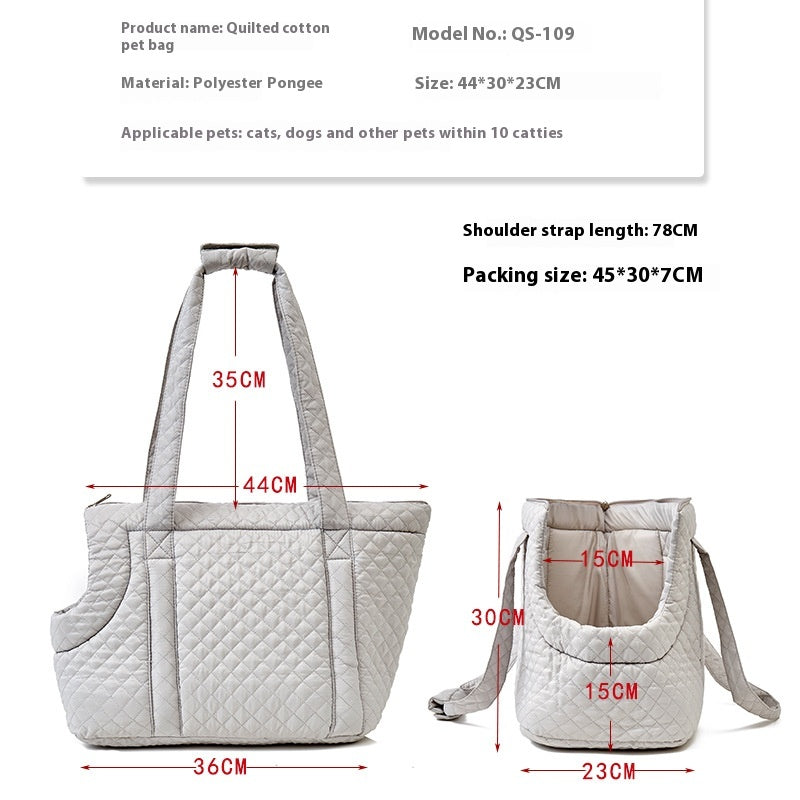 Cozy quilted pet carrier bag for cats & small dogs